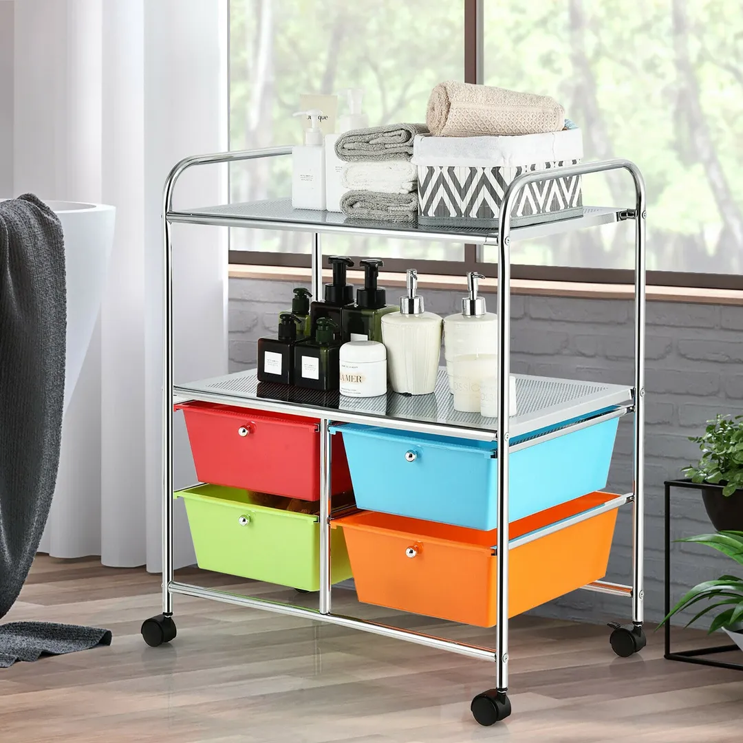Costway Stainless Steel Base with Plastic Metal Top Rolling Kitchen Cart (14.5-in x 25-in x 29.5-in), photo 7 of 9