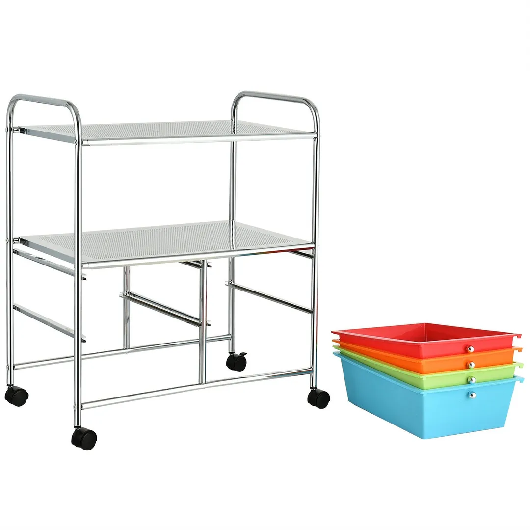 Costway Stainless Steel Base with Plastic Metal Top Rolling Kitchen Cart (14.5-in x 25-in x 29.5-in), photo 9 of 9