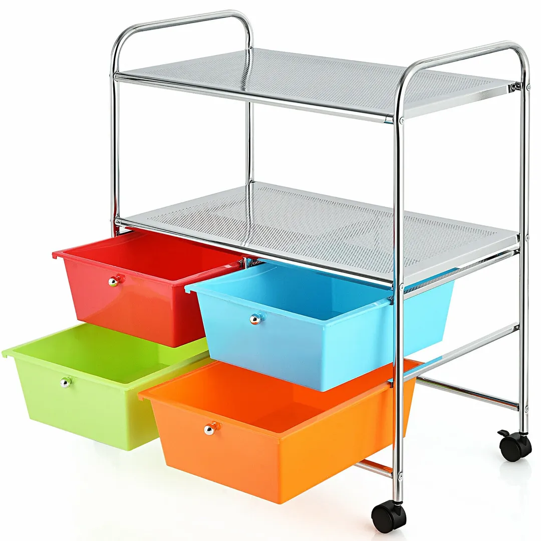 Costway Stainless Steel Base with Plastic Metal Top Rolling Kitchen Cart (14.5-in x 25-in x 29.5-in), photo 8 of 9