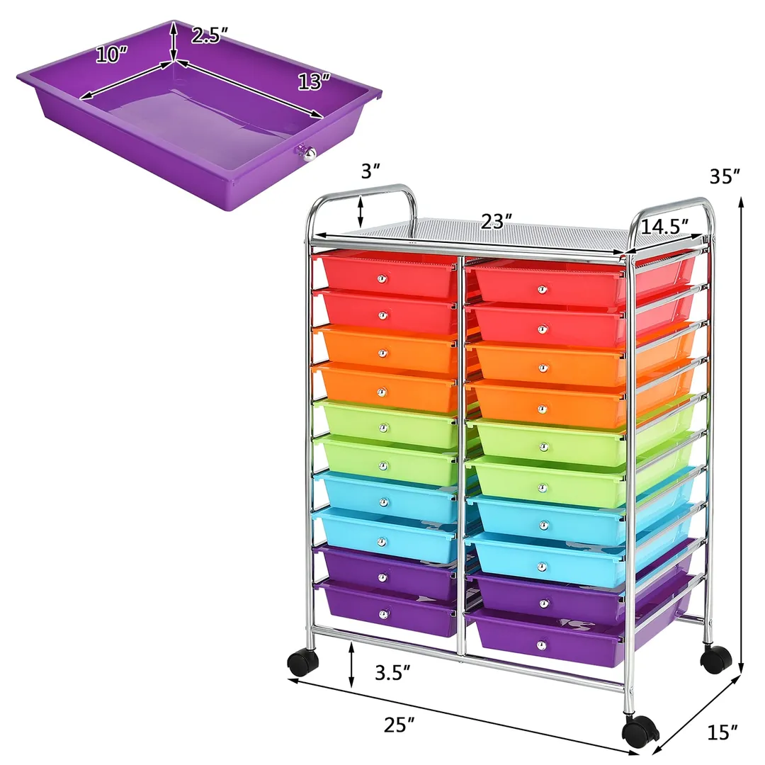 Costway Stainless Steel Base with Plastic Metal Top Rolling Kitchen Cart (15-in x 25-in x 35-in), photo 2 of 9