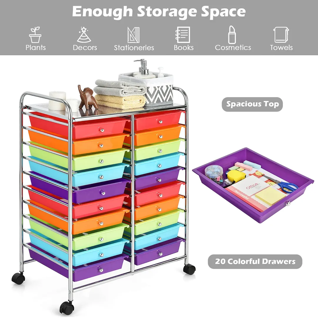 Costway Stainless Steel Base with Plastic Metal Top Rolling Kitchen Cart (15-in x 25-in x 35-in), photo 6 of 9