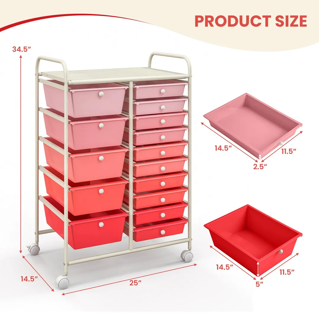 Costway Metal Base with Plastic Metal Top Rolling Kitchen Cart (14.5-in x 25-in x 34.5-in), photo 2 of 10