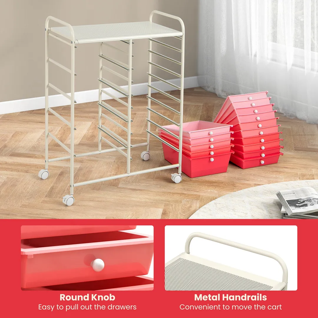 Costway Metal Base with Plastic Metal Top Rolling Kitchen Cart (14.5-in x 25-in x 34.5-in), photo 3 of 10