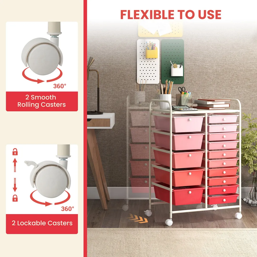 Costway Metal Base with Plastic Metal Top Rolling Kitchen Cart (14.5-in x 25-in x 34.5-in), photo 5 of 10