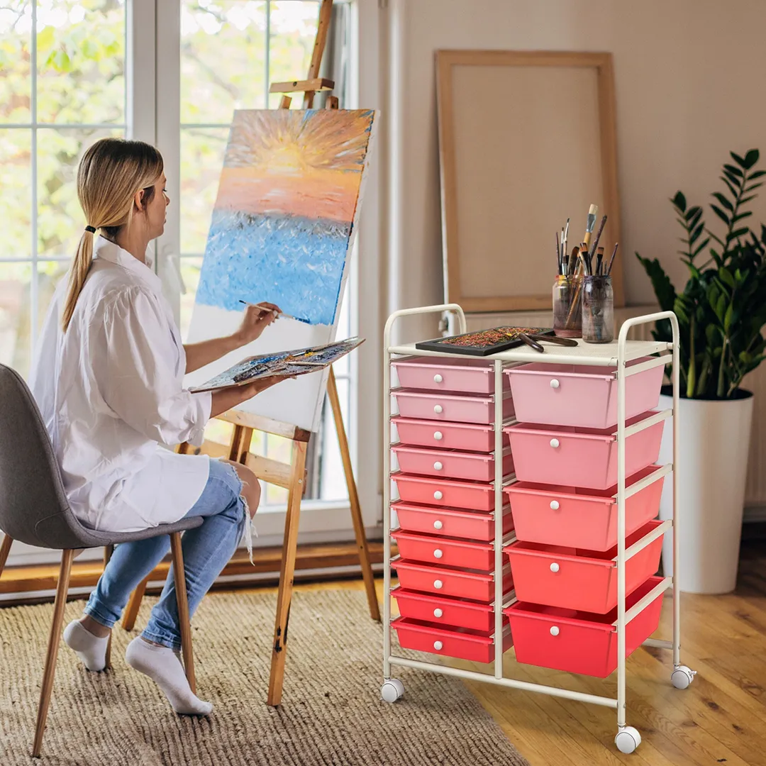 Costway Metal Base with Plastic Metal Top Rolling Kitchen Cart (14.5-in x 25-in x 34.5-in), photo 7 of 10