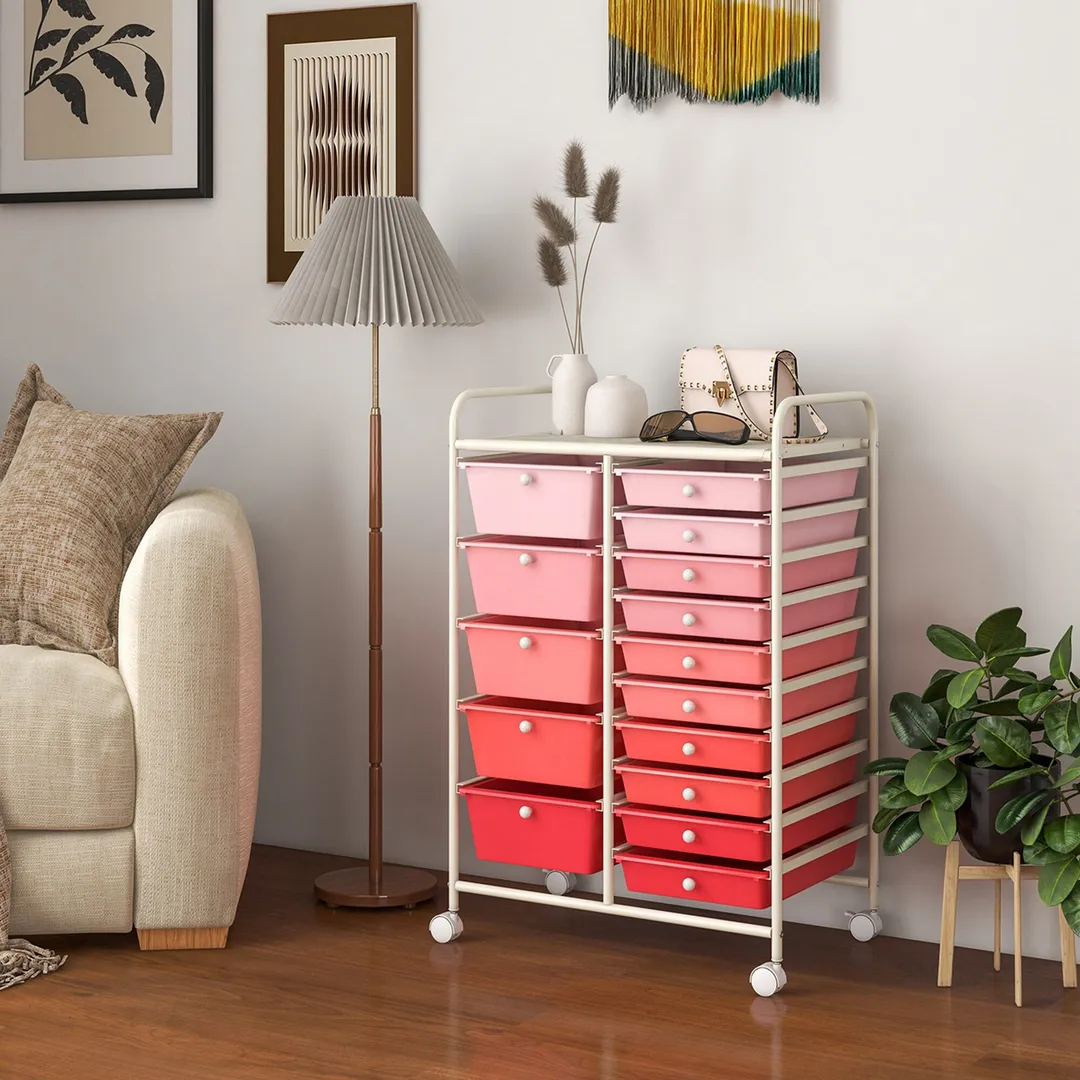 Costway Metal Base with Plastic Metal Top Rolling Kitchen Cart (14.5-in x 25-in x 34.5-in), photo 10 of 10
