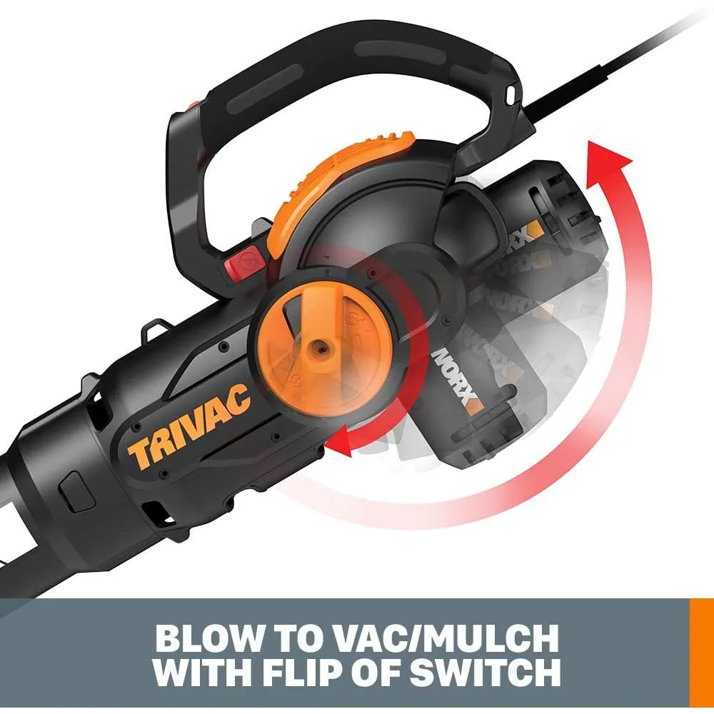 Worx TRIVAC 2.0 70 MPH 600 CFM Electric 12 Amp 3-in-1 Blower, Mulcher, Yard and Lawn Vacuum with Metal Impeller, photo 6 of 12