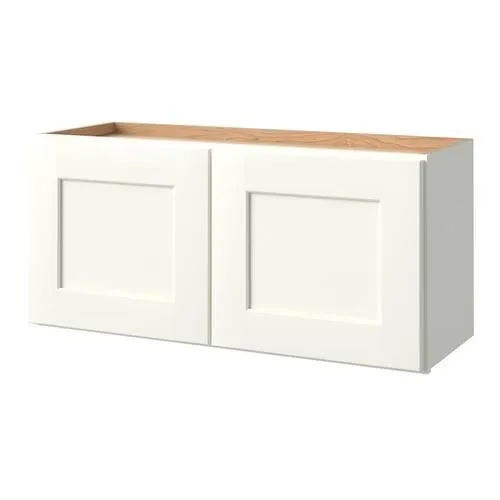 allen + roth Aveley 33-in W x 15.125-in H x 12-in D Linen Maple Door Wall Semi-Custom Cabinet, photo 7 of 8