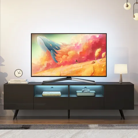 Modern/Contemporary Black Tv Cabinet (Accommodates TVs up to 65-in)