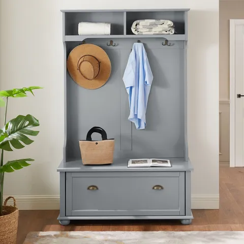 Casual 40.16-in Gray Wood Hall Tree
