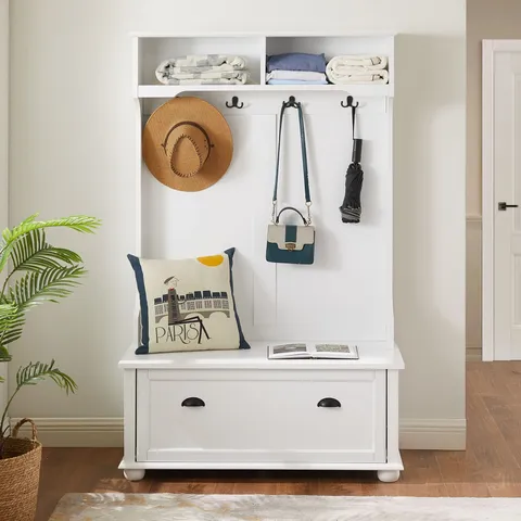 Casual 40.16-in White Wood Hall Tree