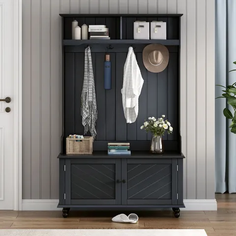 Casual 40.1-in Black Wood Hall Tree