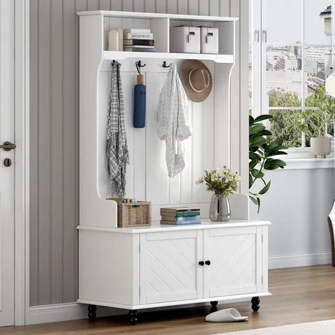Casual 40.1-in White Wood Hall Tree