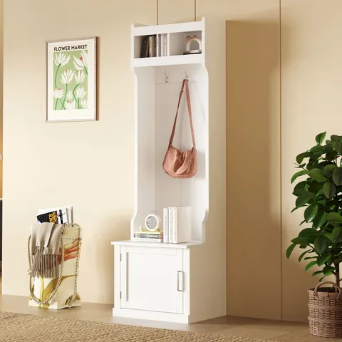 Casual 40.1-in White Wood Hall Tree