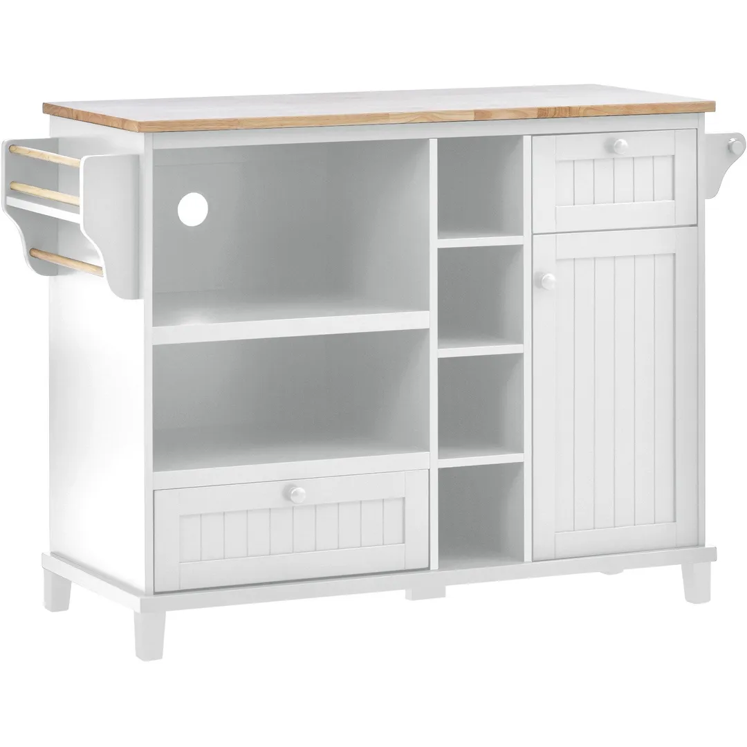Nestfair White Wood Base with Mdf Wood Top Rolling Kitchen Island (18.1-in x 50.8-in x 36.2-in), photo 3 of 8