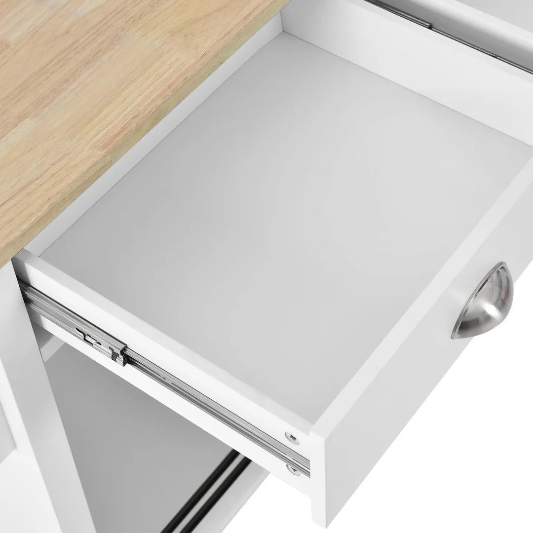 Nestfair White Wood Base with Mdf Wood Top Rolling Kitchen Island (20.5-in x 52.2-in x 36.6-in), photo 5 of 8