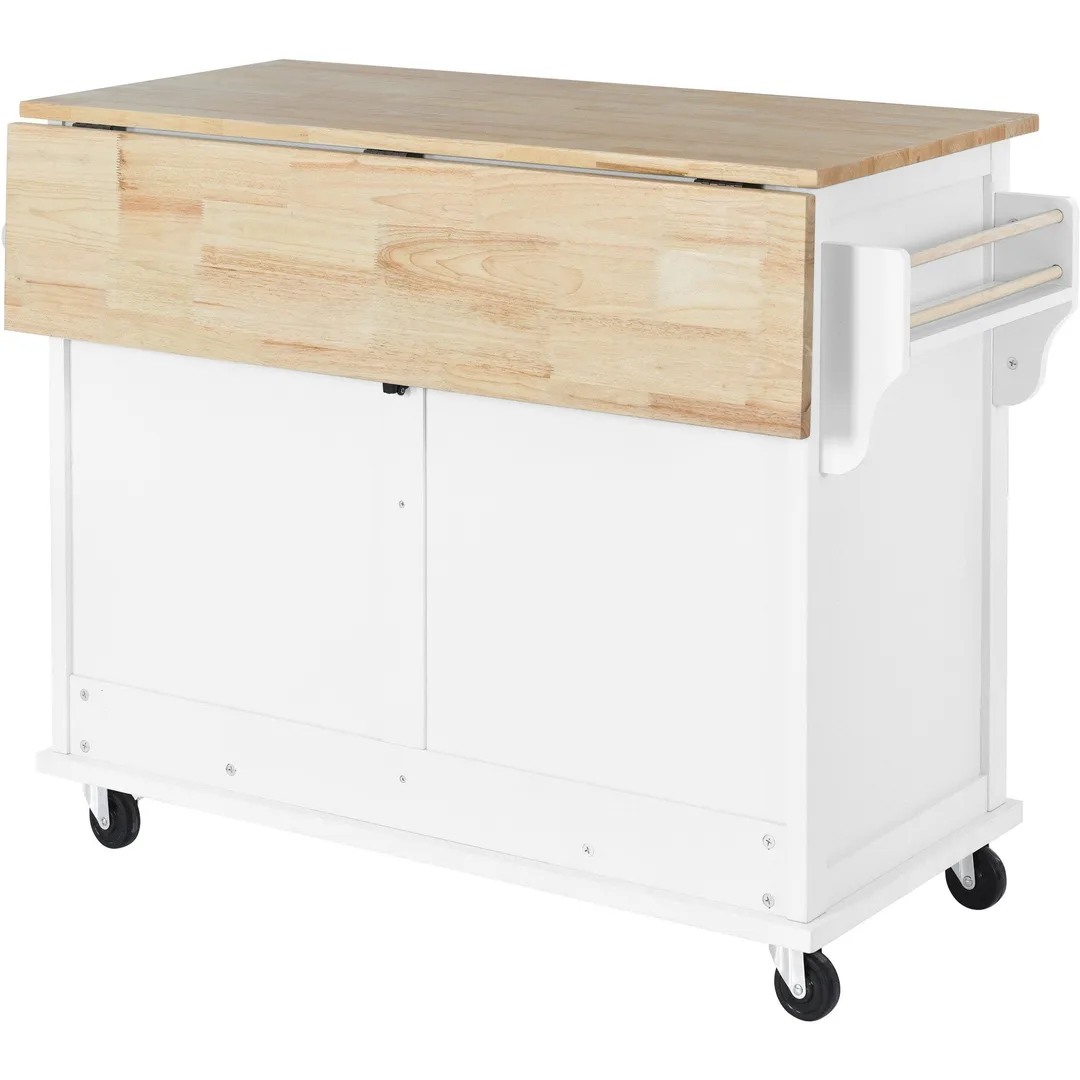 Nestfair White Wood Base with Mdf Wood Top Rolling Kitchen Island (20.5-in x 52.2-in x 36.6-in), photo 4 of 8