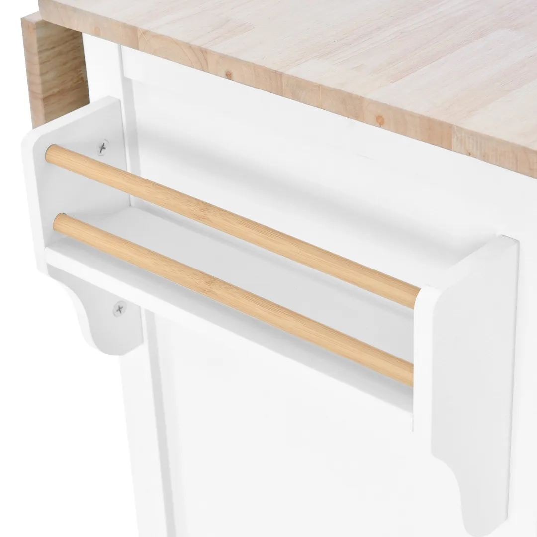Nestfair White Wood Base with Mdf Wood Top Rolling Kitchen Island (20.5-in x 52.2-in x 36.6-in), photo 6 of 8