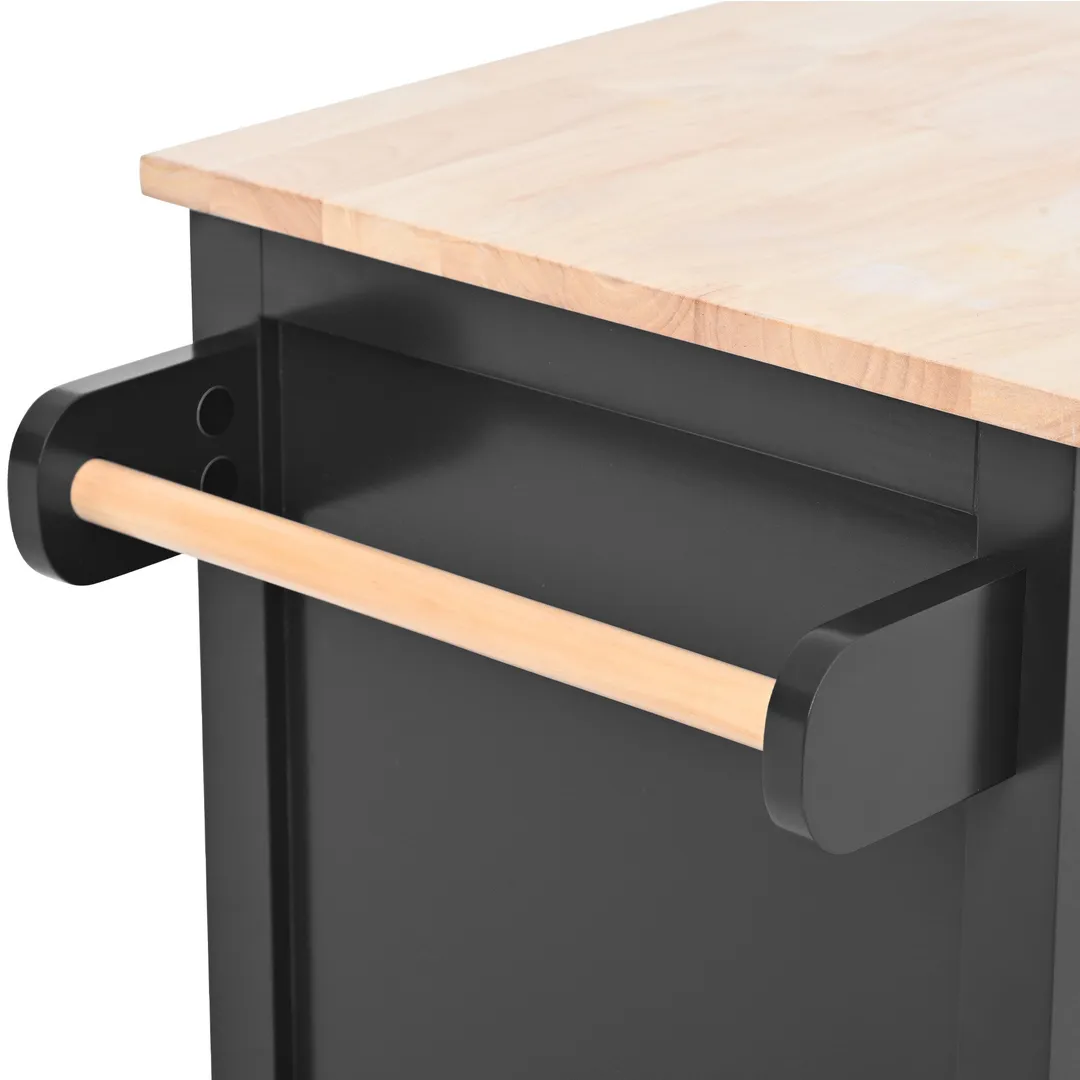 Nestfair Black Wood Base with Mdf Wood Top Rolling Kitchen Island (18.5-in x 53.1-in x 37-in), photo 4 of 8