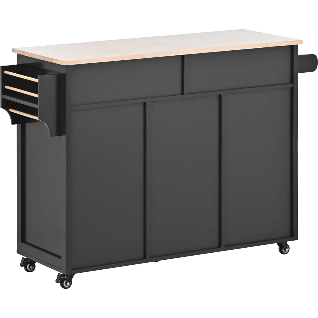 Nestfair Black Wood Base with Mdf Wood Top Rolling Kitchen Island (18.5-in x 53.1-in x 37-in), photo 3 of 8