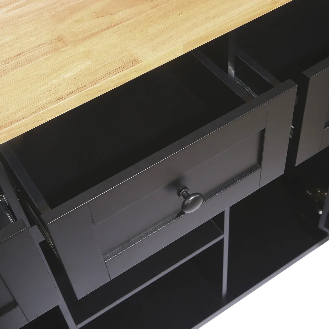 Nestfair Black Wood Base with Mdf Wood Top Rolling Kitchen Island (29.5-in x 53.1-in x 37.2-in), photo 5 of 8