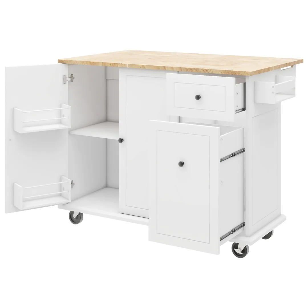 Nestfair White Wood Base with Mdf Wood Top Rolling Kitchen Island (28.74-in x 53.94-in x 36.81-in), photo 3 of 8