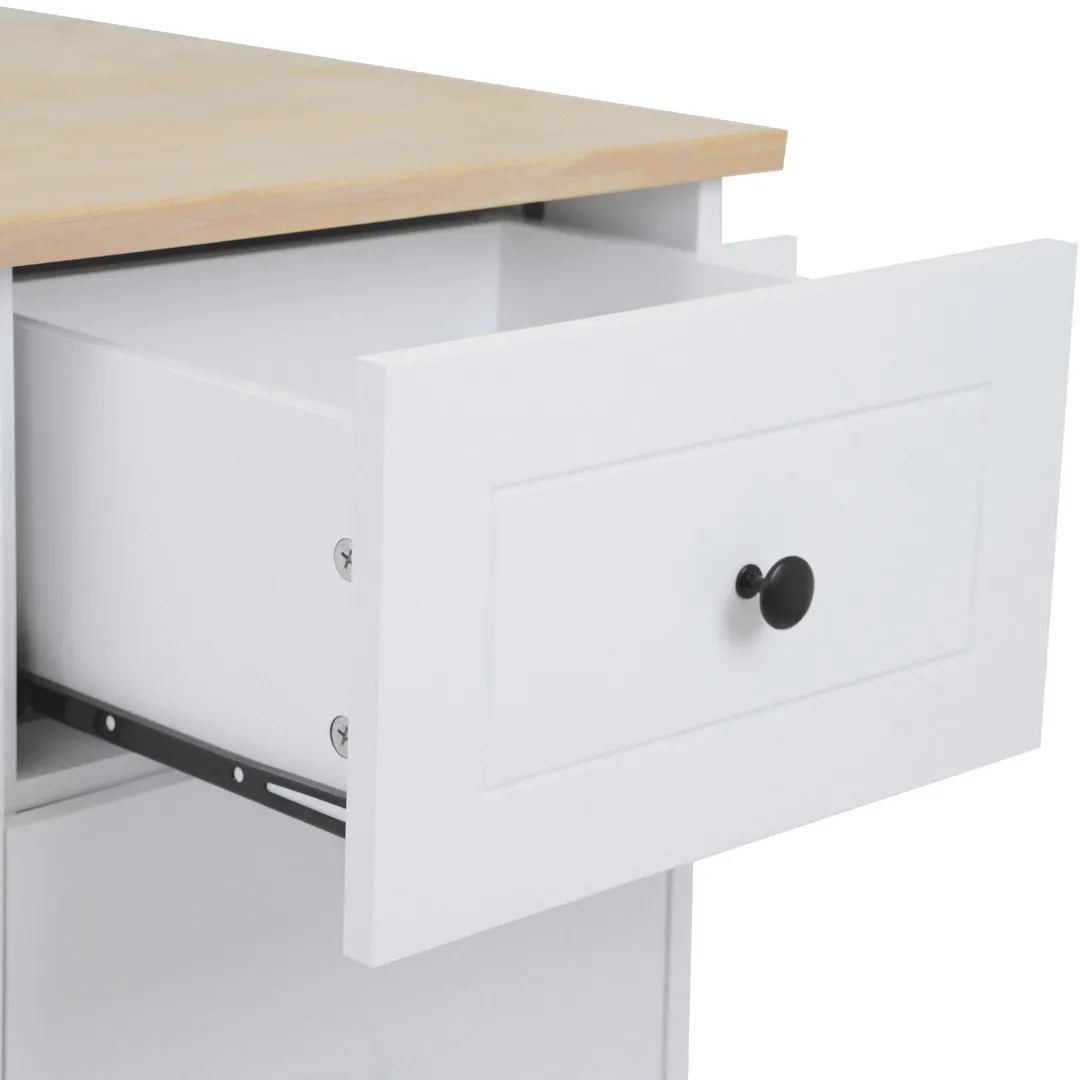 Nestfair White Wood Base with Mdf Wood Top Rolling Kitchen Island (28.74-in x 53.94-in x 36.81-in), photo 6 of 8