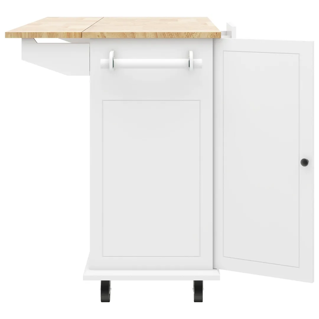 Nestfair White Wood Base with Mdf Wood Top Rolling Kitchen Island (28.74-in x 53.94-in x 36.81-in), photo 4 of 8