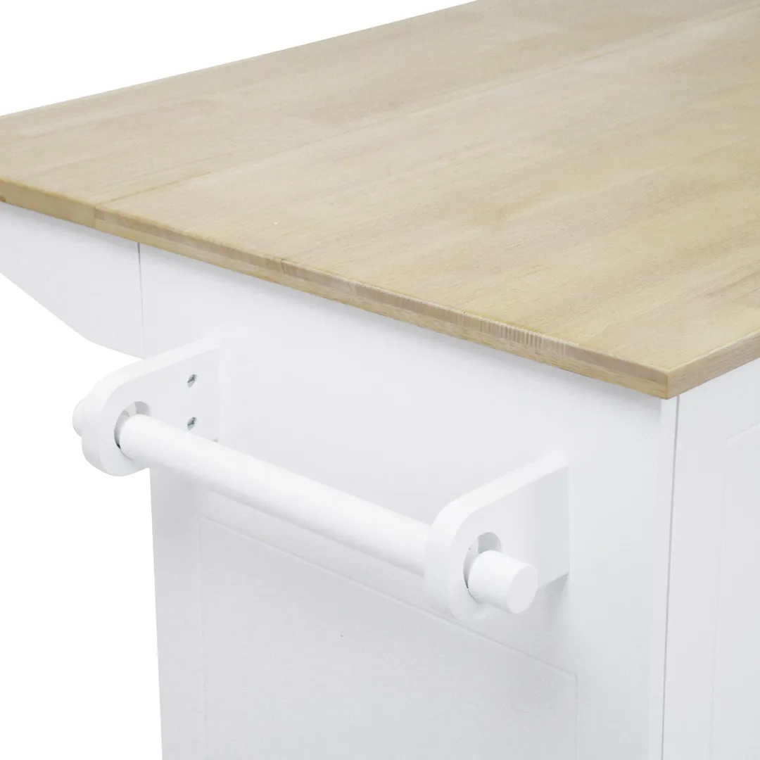 Nestfair White Wood Base with Mdf Wood Top Rolling Kitchen Island (28.74-in x 53.94-in x 36.81-in), photo 5 of 8