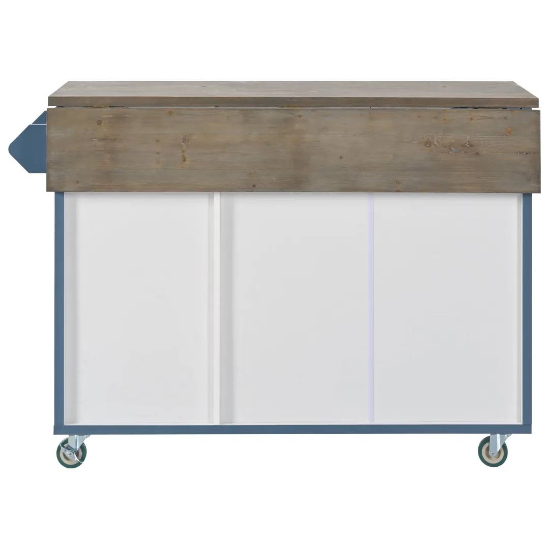 Nestfair Blue Wood Base with Mdf Wood Top Rolling Kitchen Island (25.7-in x 51.6-in x 36.7-in), photo 2 of 8