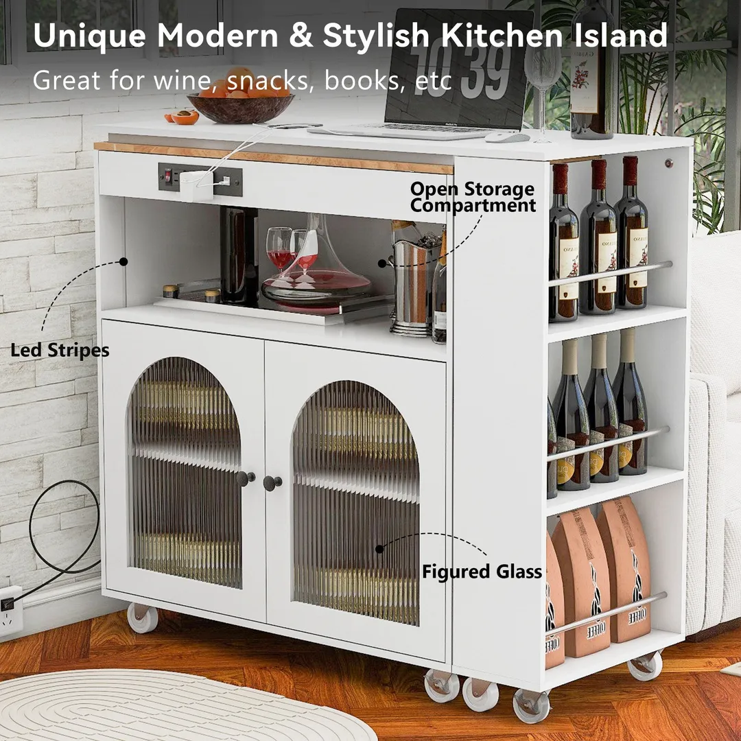 Nestfair White Wood Base with Mdf Wood Top Rolling Kitchen Island (16.92-in x 33.22-in x 37.12-in), photo 7 of 8