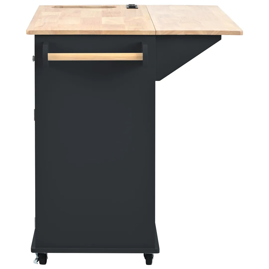 Nestfair Black Wood Base with Mdf Top Rolling Kitchen Island (29.33-in x 39.8-in x 33.7-in), photo 5 of 8