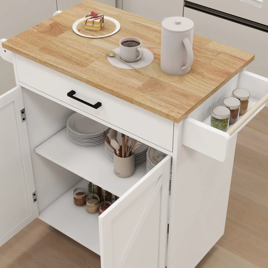 Nestfair White Wood Base with Mdf Wood Top Rolling Kitchen Island (17.72-in x 37.99-in x 36.02-in), photo 6 of 8