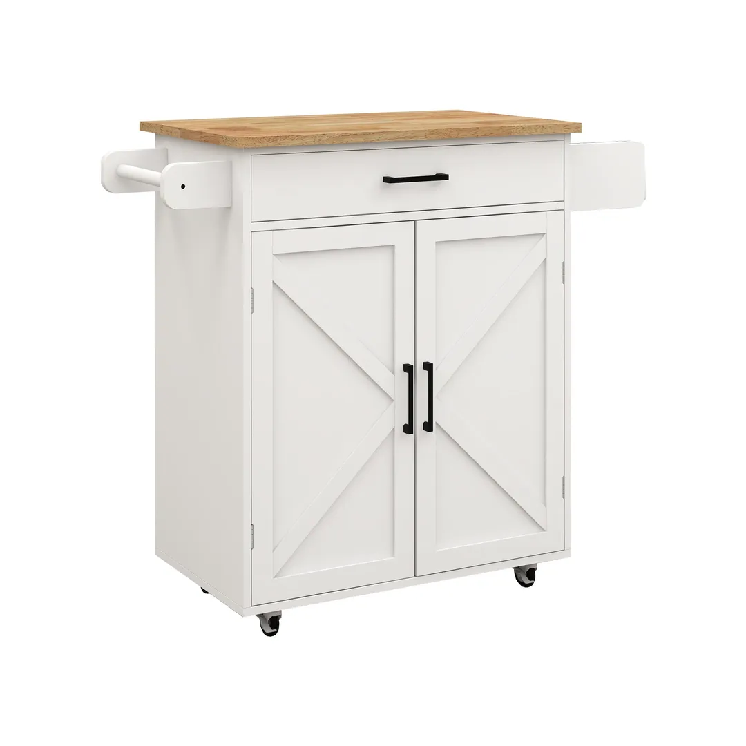 Nestfair White Wood Base with Mdf Wood Top Rolling Kitchen Island (17.72-in x 37.99-in x 36.02-in), photo 2 of 8