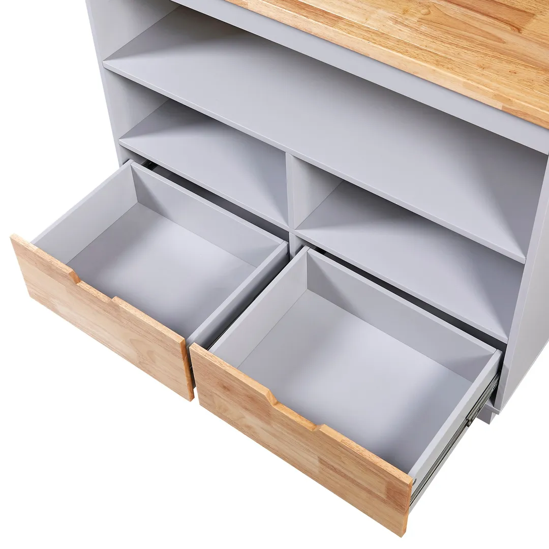 Nestfair Blue Wood Base with Mdf Wood Top Rolling Kitchen Island (21.7-in x 46-in x 35.62-in), photo 6 of 8