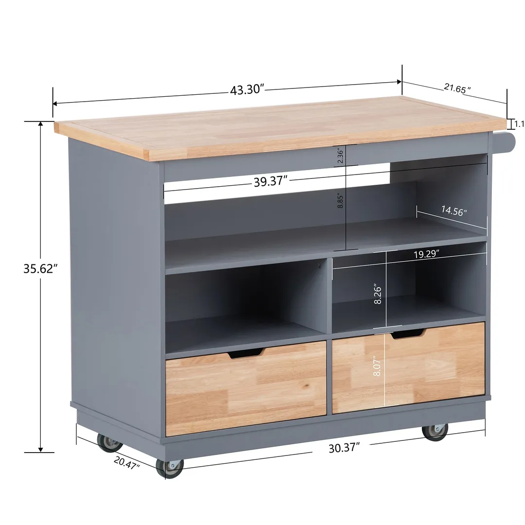 Nestfair Blue Wood Base with Mdf Wood Top Rolling Kitchen Island (21.7-in x 46-in x 35.62-in), photo 8 of 8