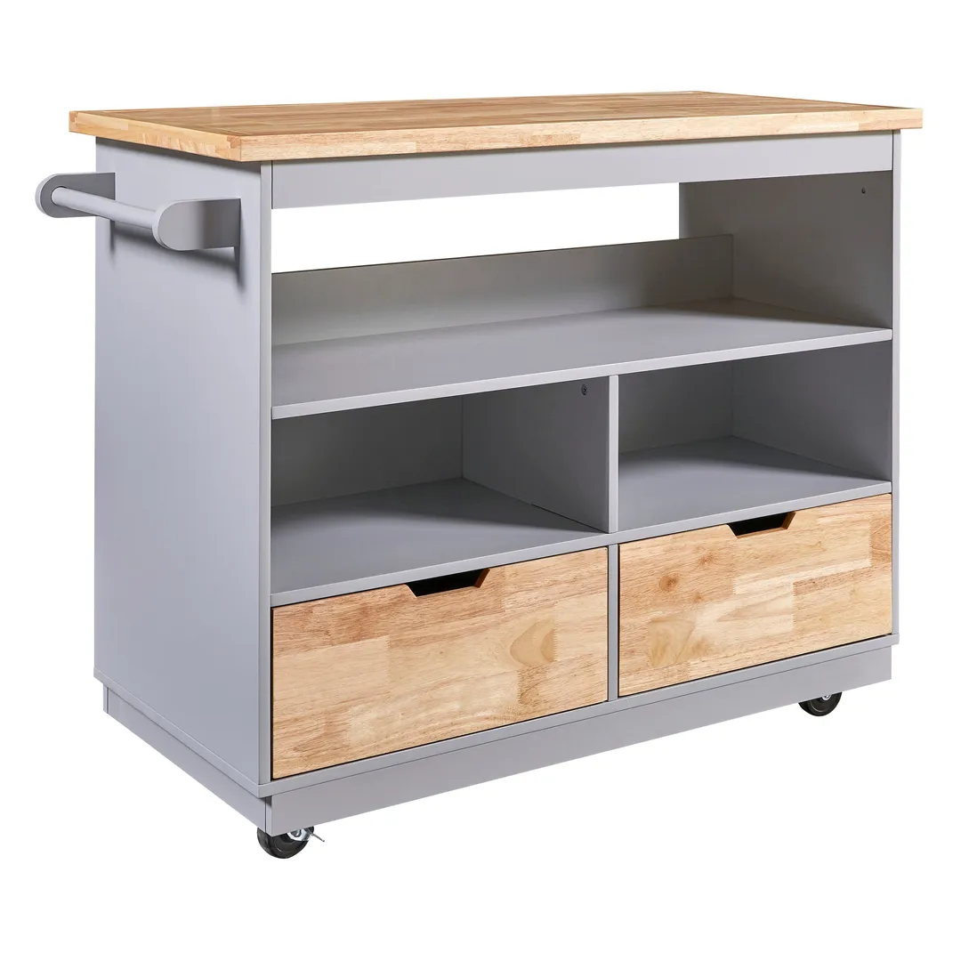 Nestfair Blue Wood Base with Mdf Wood Top Rolling Kitchen Island (21.7-in x 46-in x 35.62-in), photo 4 of 8