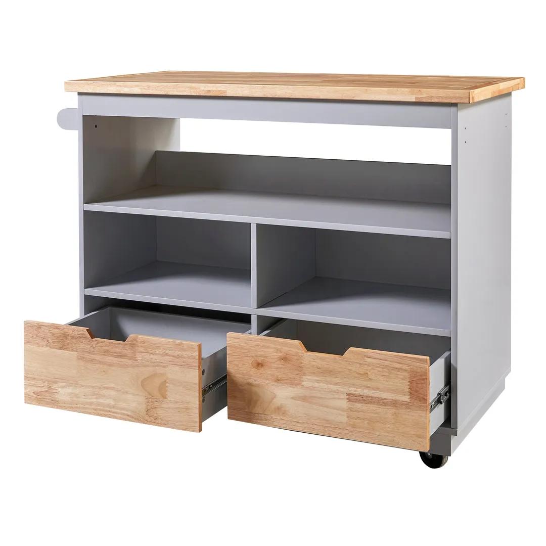 Nestfair Blue Wood Base with Mdf Wood Top Rolling Kitchen Island (21.7-in x 46-in x 35.62-in), photo 3 of 8