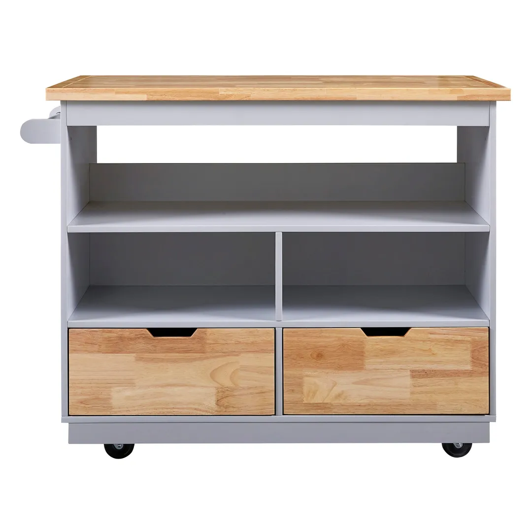 Nestfair Blue Wood Base with Mdf Wood Top Rolling Kitchen Island (21.7-in x 46-in x 35.62-in), photo 2 of 8