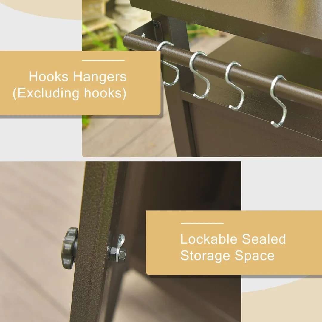 BABOOM Brown Metal Base with Extruded Aluminum Top Rolling Kitchen Island (20.31-in x 51.67-in x 35.51-in), photo 6 of 7