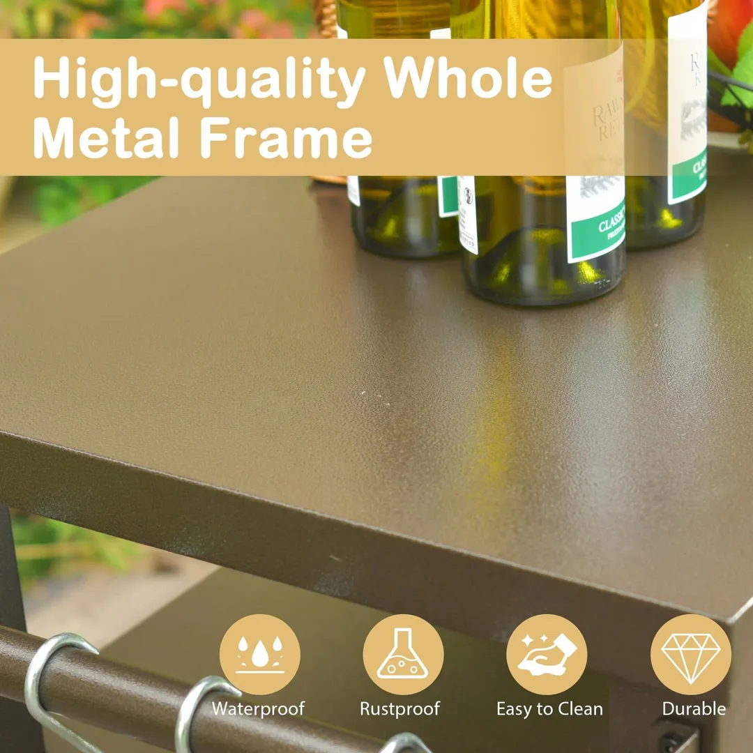 BABOOM Brown Metal Base with Extruded Aluminum Top Rolling Kitchen Island (20.31-in x 51.67-in x 35.51-in), photo 7 of 7