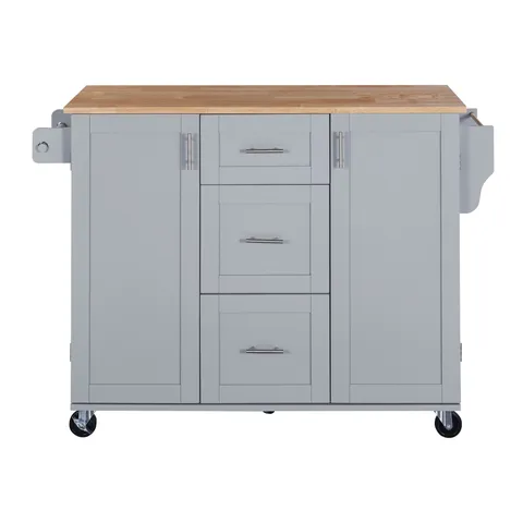 Mdf Base with Wood Top Rolling Kitchen Island (17 × 50 × 36.9 in)