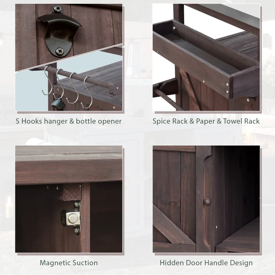 Kahomvis Brown Wood Base with Steel Metal Top Rolling Kitchen Island (18.5-in x 50.25-in x 36.3-in), photo 6 of 9