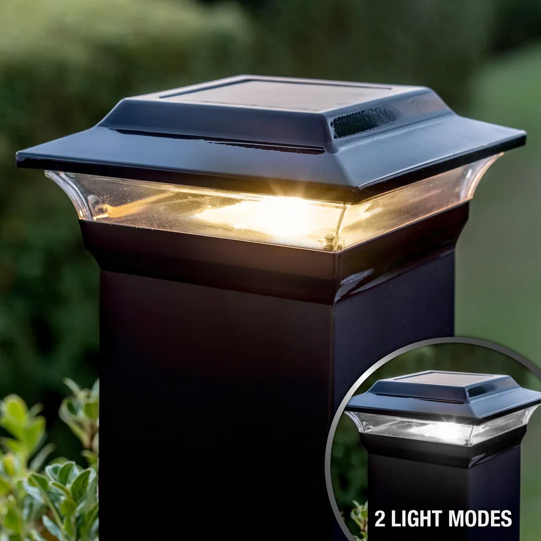 Classy Caps 5-in x 5-in 15-Lumen 1-Watt Black Powder Coated Aluminum Solar LED Outdoor Post Cap Light (4500 K), photo 2 of 9