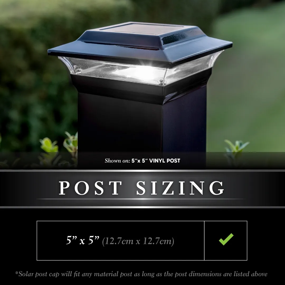 Classy Caps 5-in x 5-in 15-Lumen 1-Watt Black Powder Coated Aluminum Solar LED Outdoor Post Cap Light (4500 K), photo 3 of 9