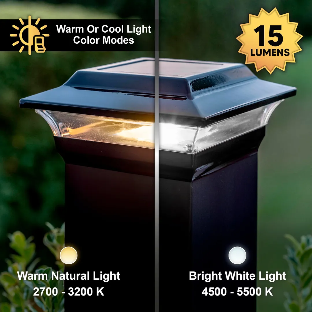 Classy Caps 5-in x 5-in 15-Lumen 1-Watt Black Powder Coated Aluminum Solar LED Outdoor Post Cap Light (4500 K), photo 4 of 9