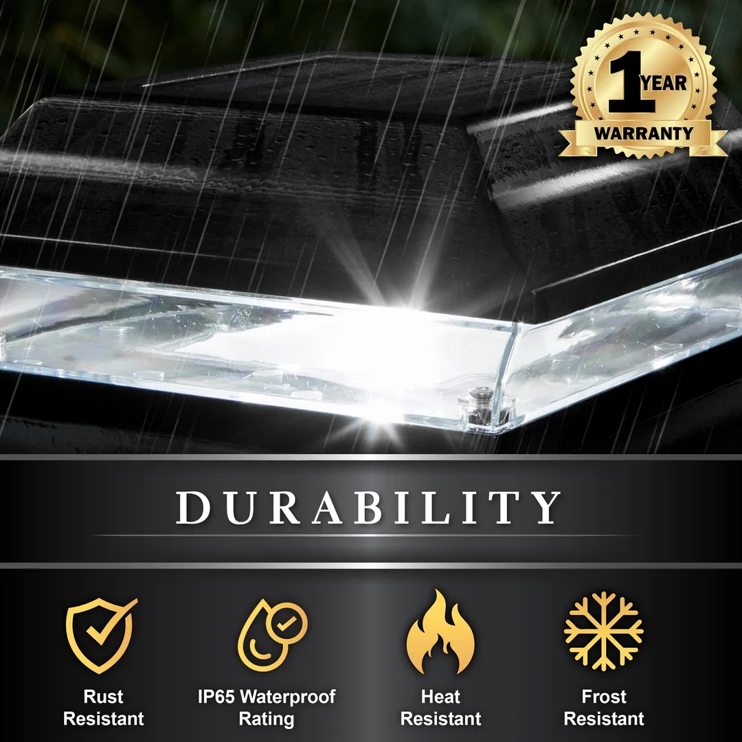 Classy Caps 5-in x 5-in 15-Lumen 1-Watt Black Powder Coated Aluminum Solar LED Outdoor Post Cap Light (4500 K), photo 6 of 9