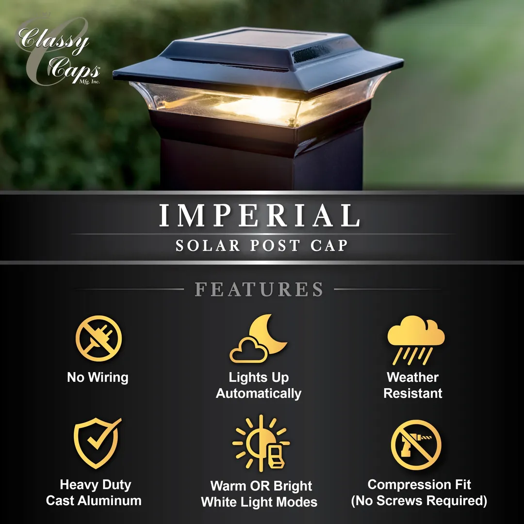 Classy Caps 5-in x 5-in 15-Lumen 1-Watt Black Powder Coated Aluminum Solar LED Outdoor Post Cap Light (4500 K), photo 7 of 9