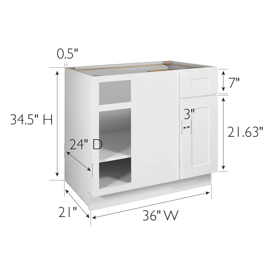 Design House Brookings 36-in W x 34.5-in H x 24-in D White Maple Blind 1-Drawer Base Ready To Assemble Plywood Cabinet (Recessed Panel Shaker Style), photo 3 of 20