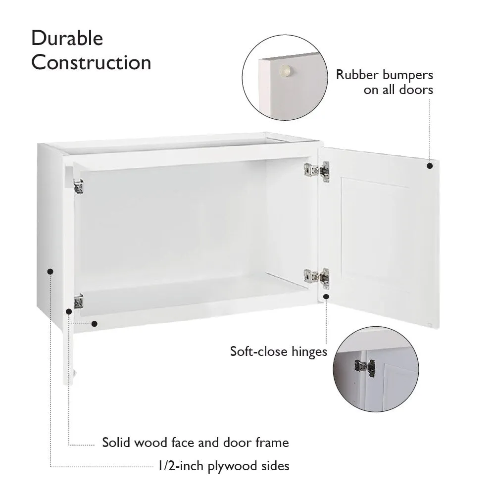 Design House Brookings 24-in W x 12-in H x 12-in D White Maple Wall Ready To Assemble Plywood Cabinet (Recessed Panel Shaker Door Style), photo 2 of 20